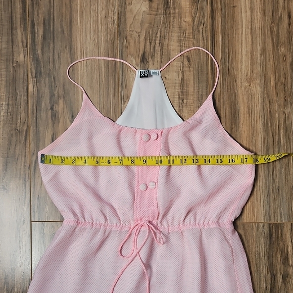 Roxy Pink & White Sleeveless Faux Retro Button-Front Dress L - Picture 9 of 14